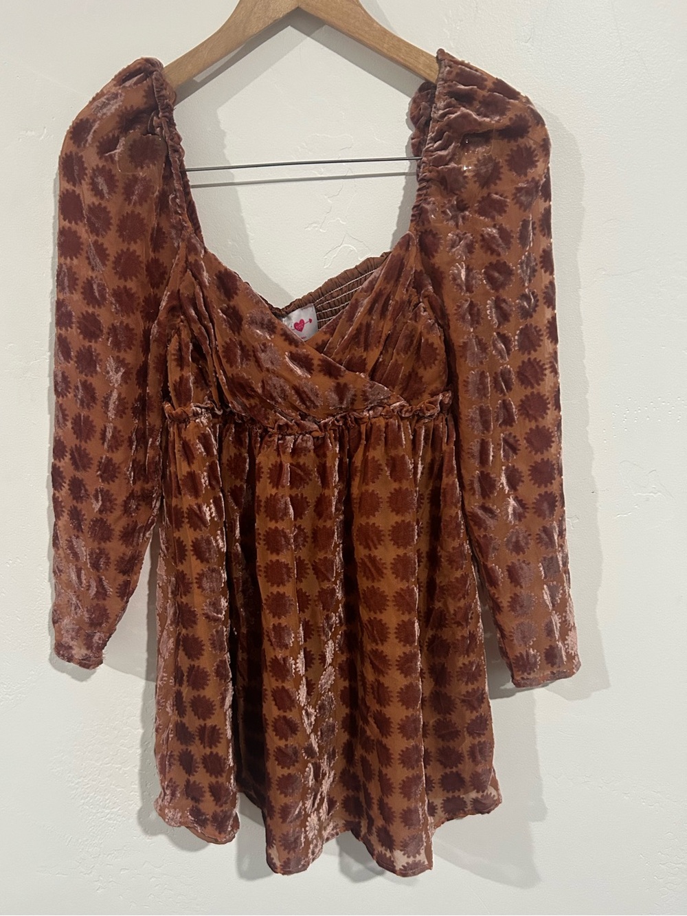 NWT Buddy Love Fallon Mini Dress in Butternut Burnout Velvet - Size XS